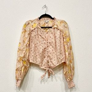 AE Long-Sleeve Tie-Front Blouse